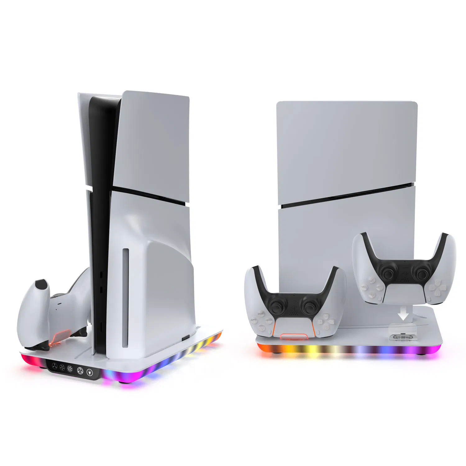 Multi-Function Vertical Slim Console Cooling & Charging Stand Controller Charger Dock with LED Light