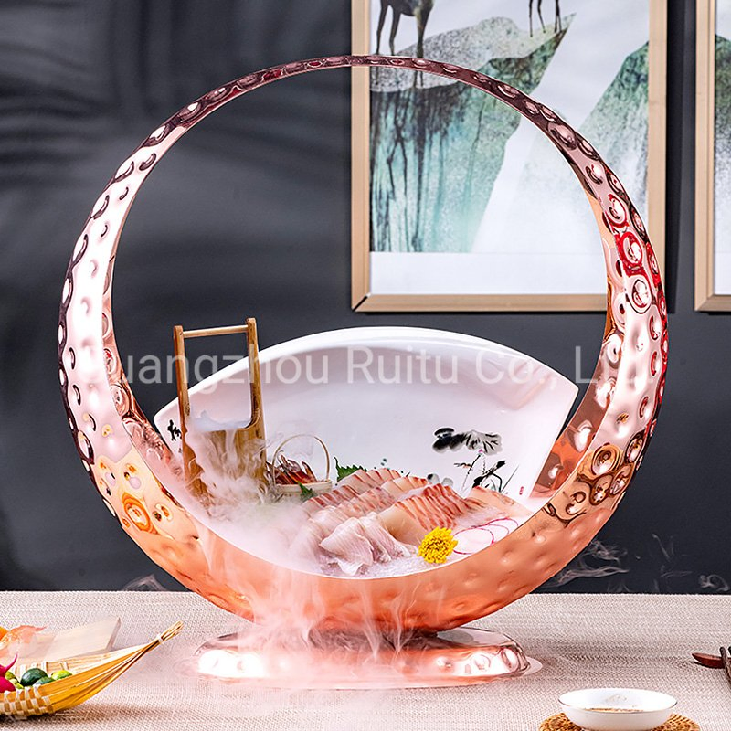 Food and Beverage Events Setting Banquet Equipment Dinnerware Metal Stainless Steel Buffet Catering Hammered Decorative Gold Fruits Bowl with Stand