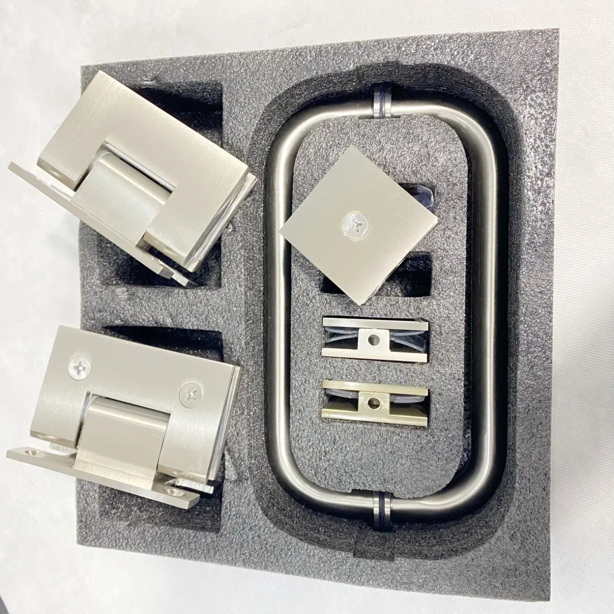 H Plate Shower Hinge U Bracket Shower Door Whole Kit in Brushed Nickel