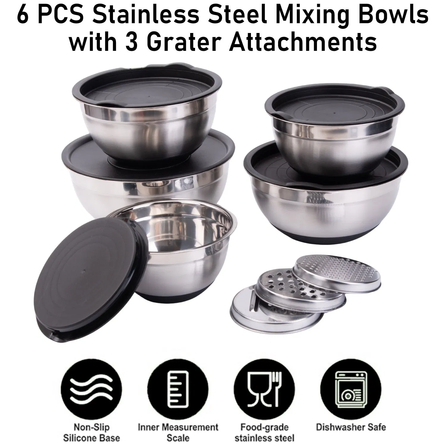 Набор из 6 мисок для салата с крышкой и дуршлагом