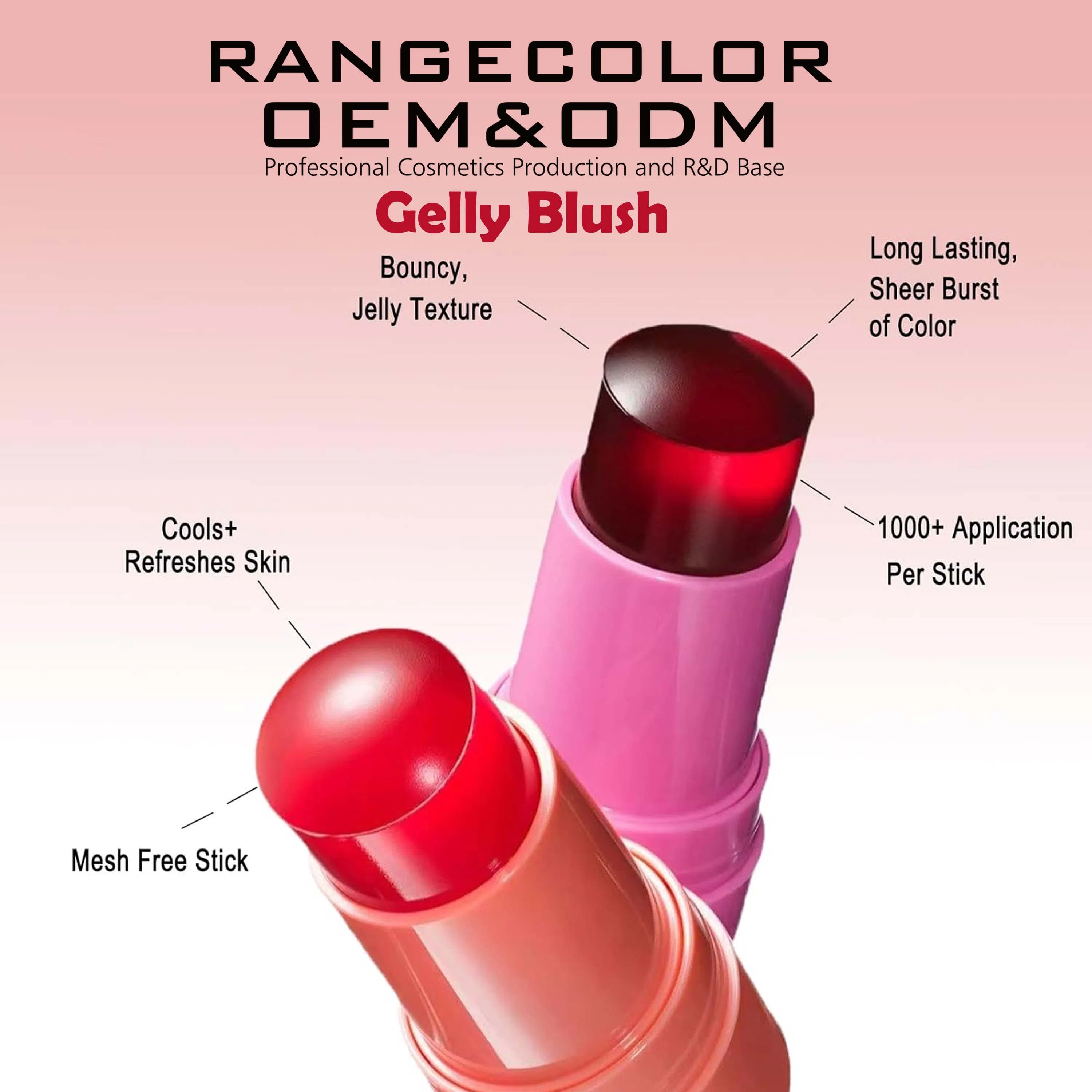 Bouncy Jelly Texture Longlasting&Mesh Free Stick Multi-Used as Blush, Eyeshadow, Lipstick