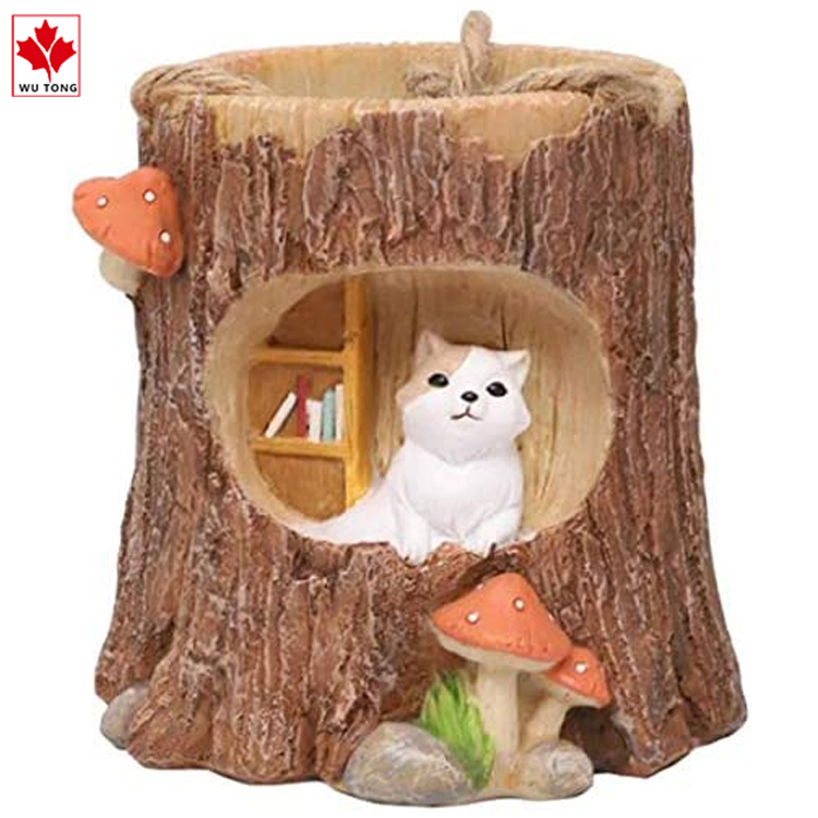 Подвесной кашпо-пенёк с белкой для цветов