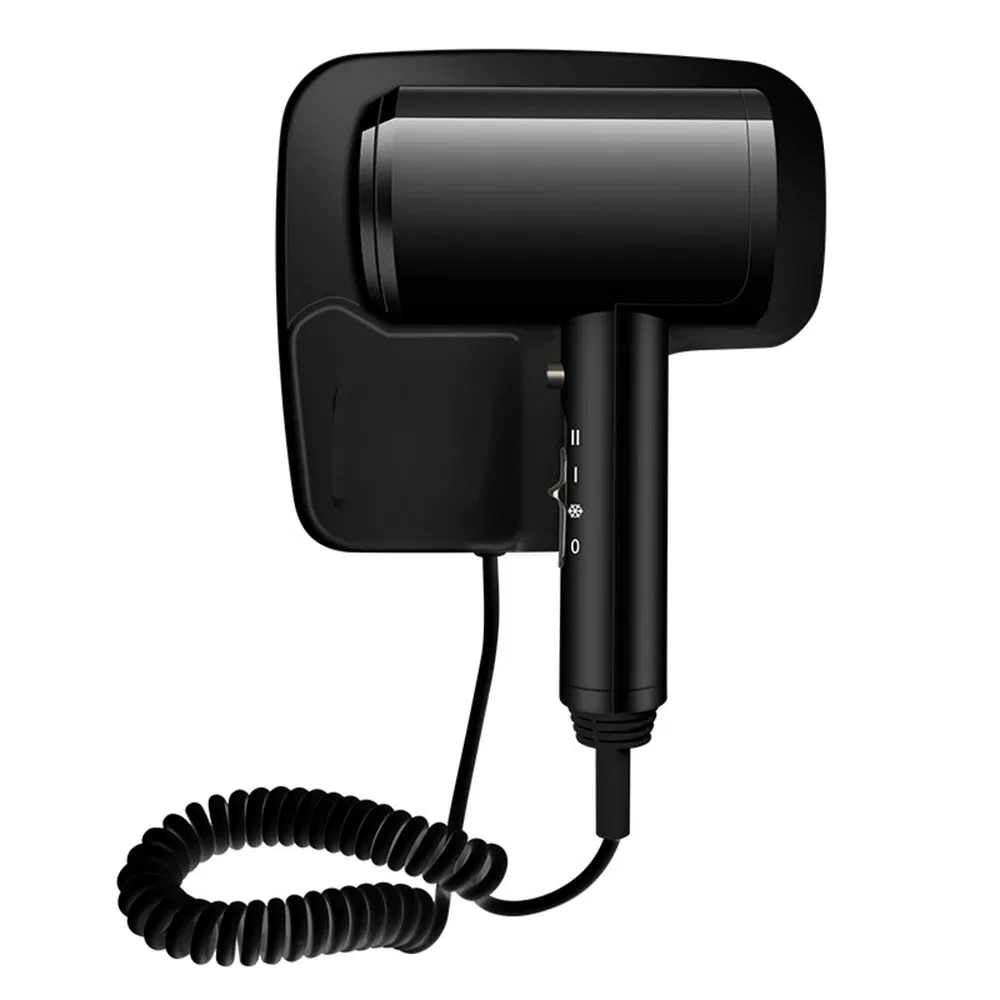 Hot Sale Blue Light Wall Mounted 1800W Constant Temperature Negative Ionic Electric Hair Dryer in Black/White Made of ABS Plastic for Hotel/Home/Guesthouses