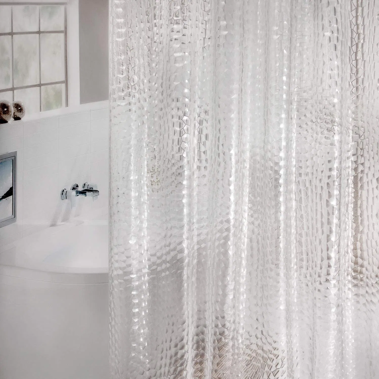 EVA Shower Curtains Waterproof 3D Water Cube No Chemical Smell
