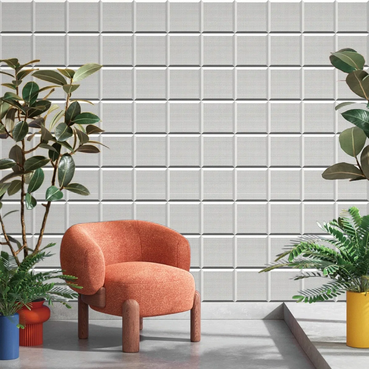 Wall Cladding Uhpc Concrete 3D Colorful Bricks Eco-Friendly for Home Office Salon Interior Exterior DOT Matrix 200*200*17mm