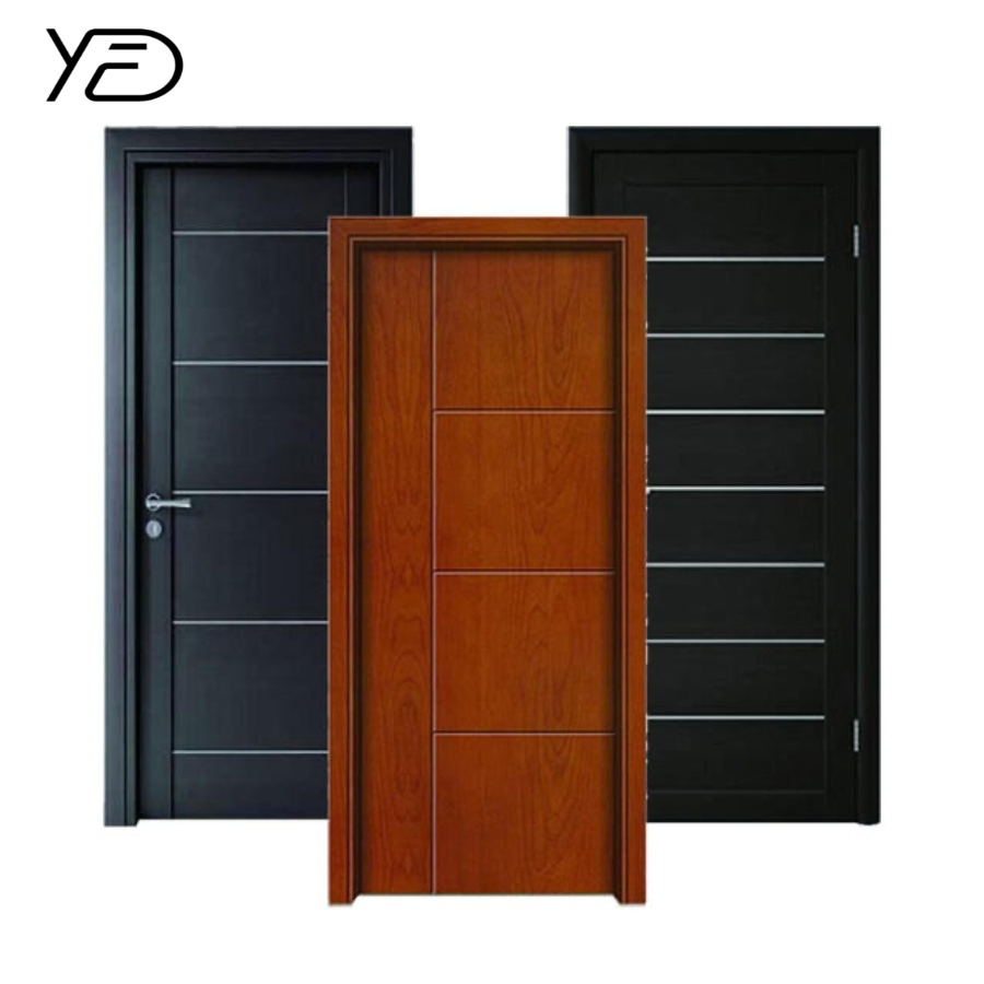 Modern Design White Primer PVC Composite Wooden Door Soundproof Bedroom Swing Wooden Texture Waterproof Bathroom Kitchen