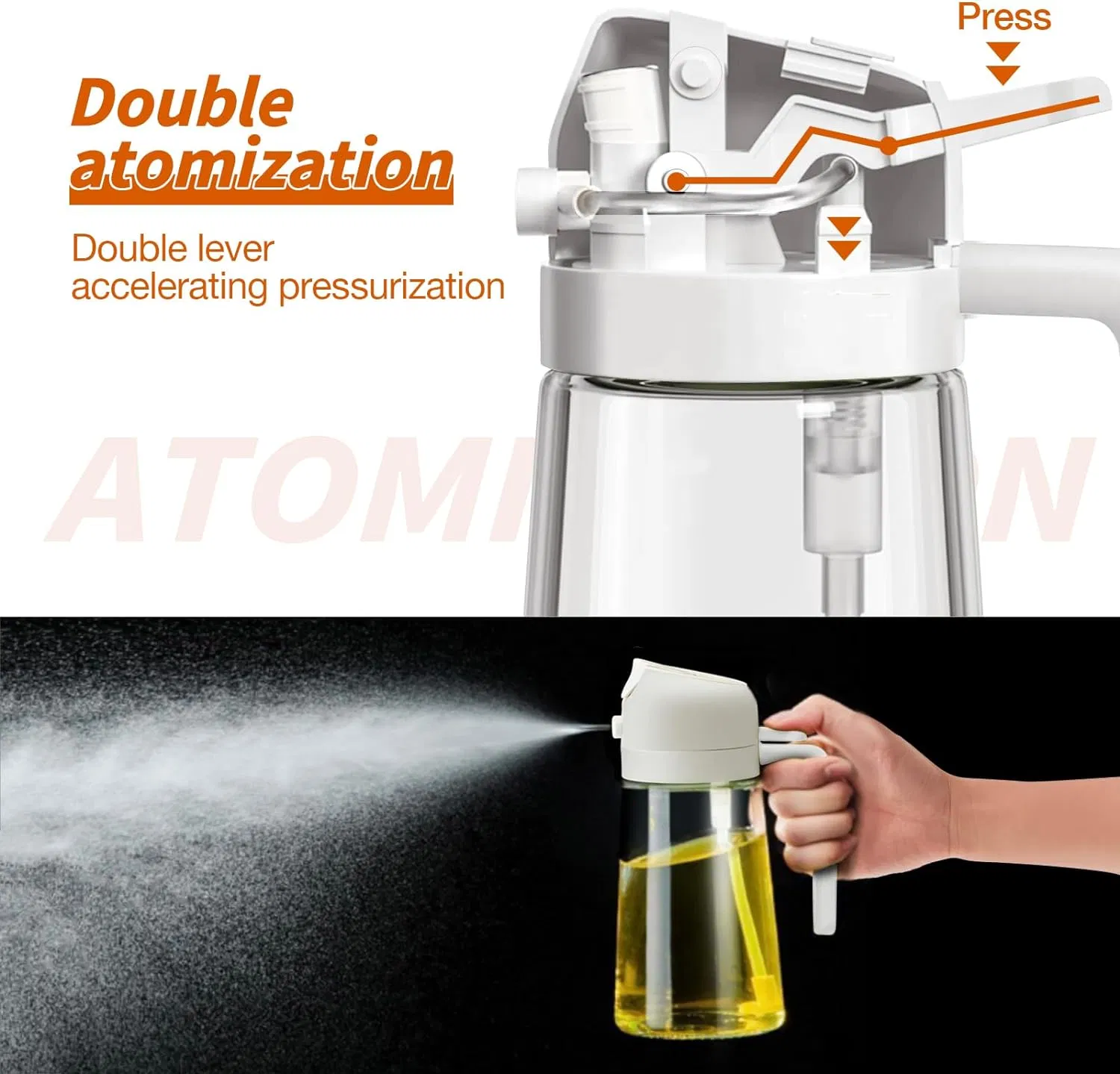 450ml Glass Dispenser Oil Bottle with Nozzle 2 in 1 Olive Oil Sprayer for Kitchen BBQ Tools