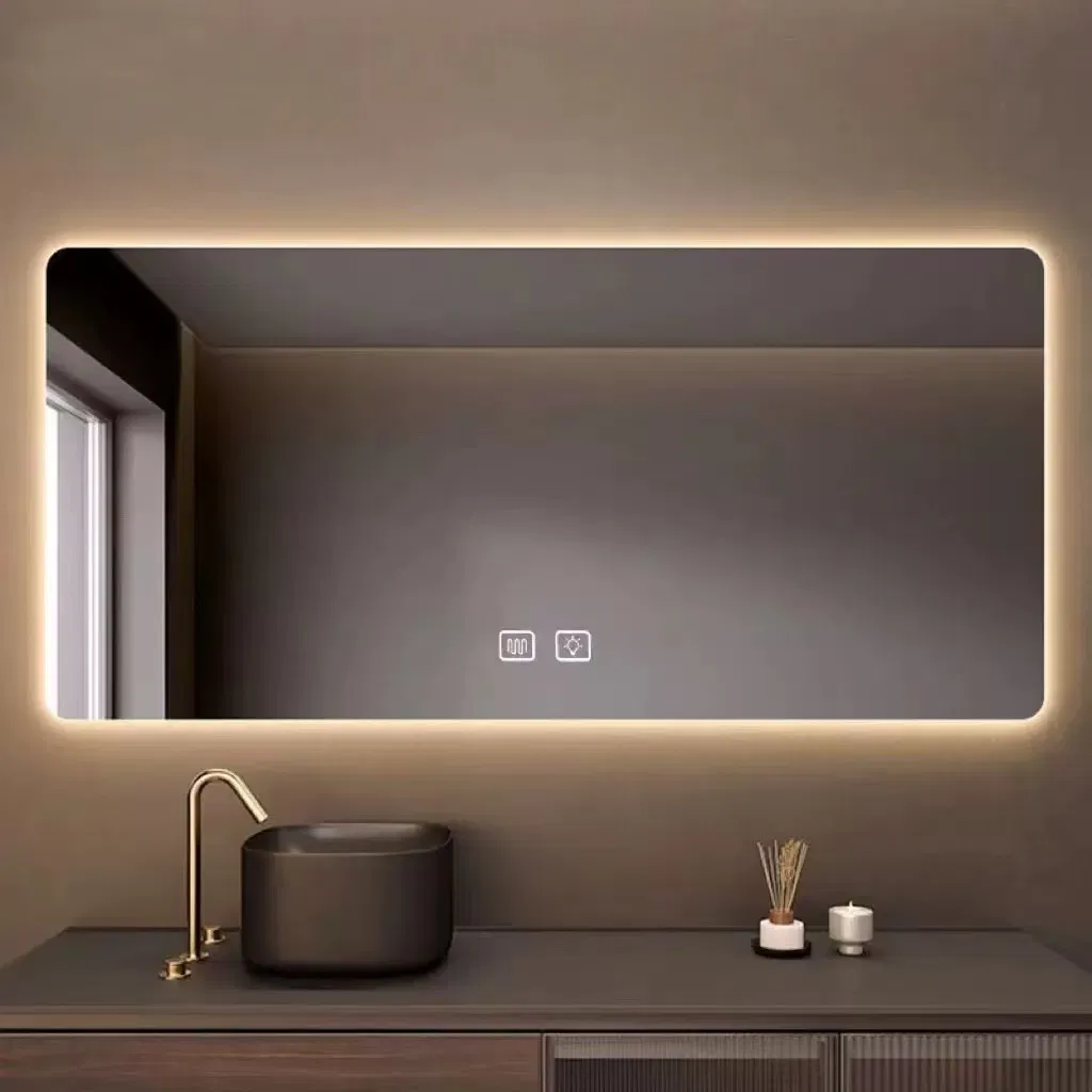 Wall Mounted Touch Screen Lighting LED Stepless Dimming Bathroom LED Light Mirror.