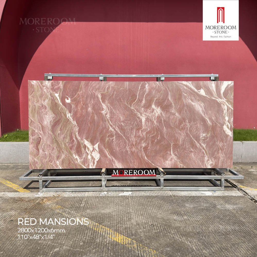 Red Mansions Artificial Marble Slab Sintered Stone Wall Panel for Commercial Building