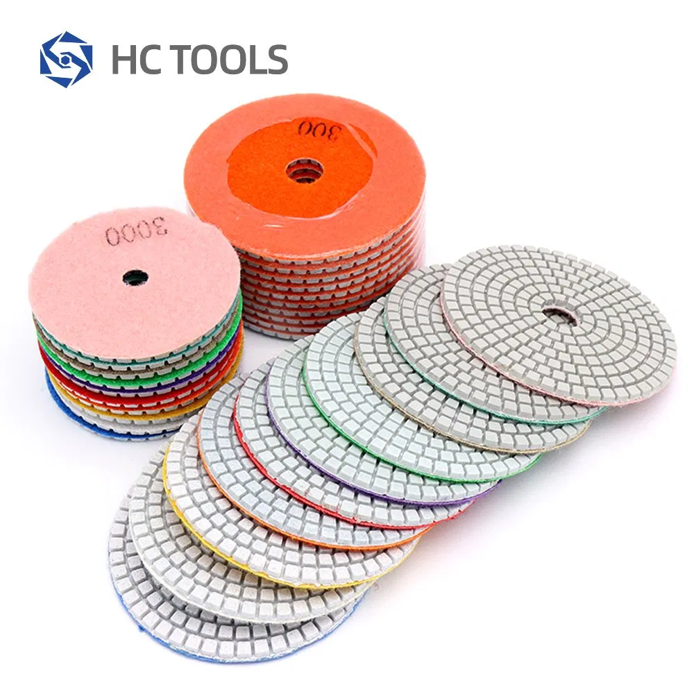 Best Quality 3" 4" 7 Steps Dry Polishing Pads Kit Flexible Stone Diamond Polish Disc Resin Polisher for Angle Grinder