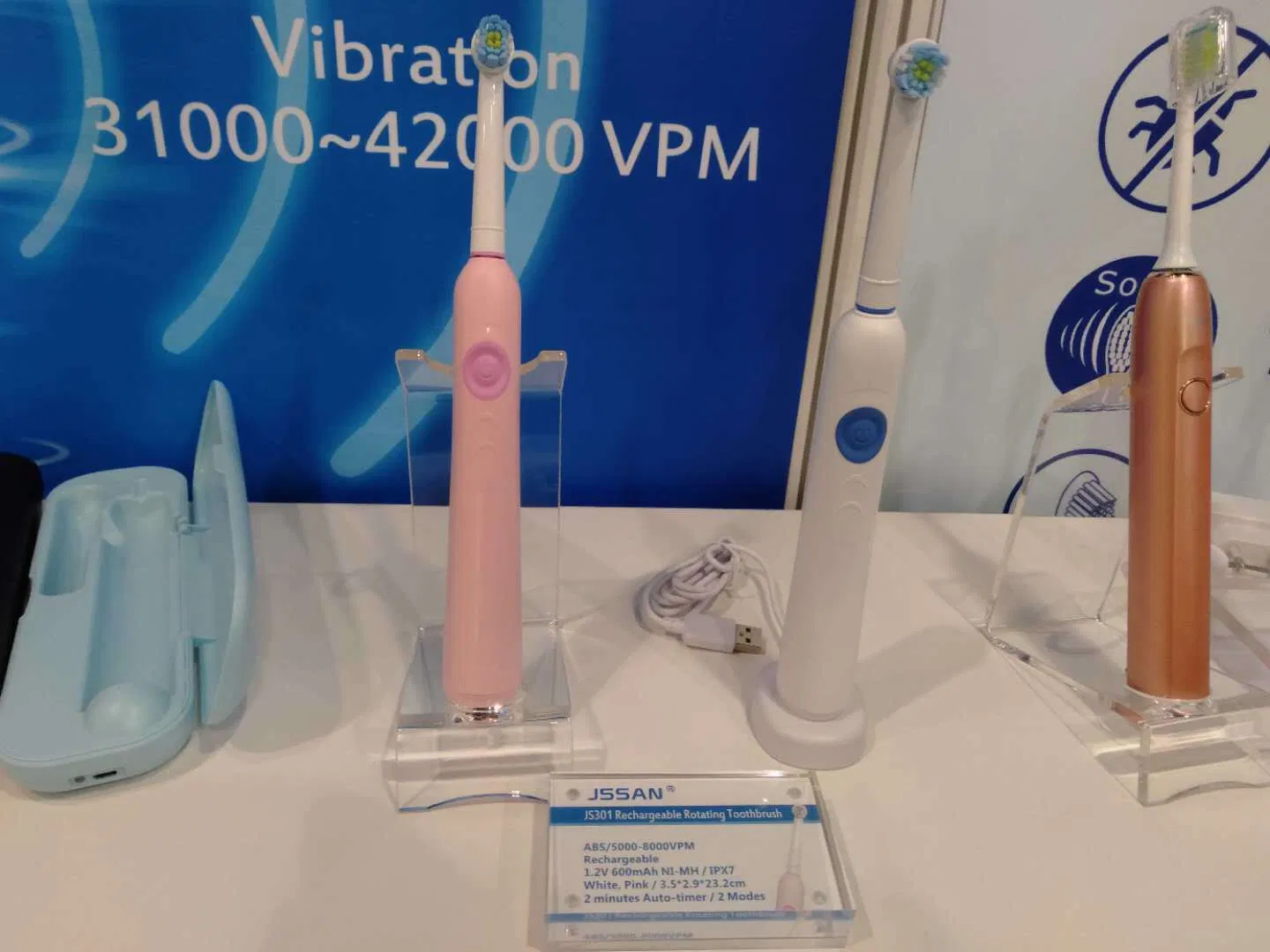 Round Head Rotating Rechargeable Js301 Electric Toothbrush Wireless Charging for Oral