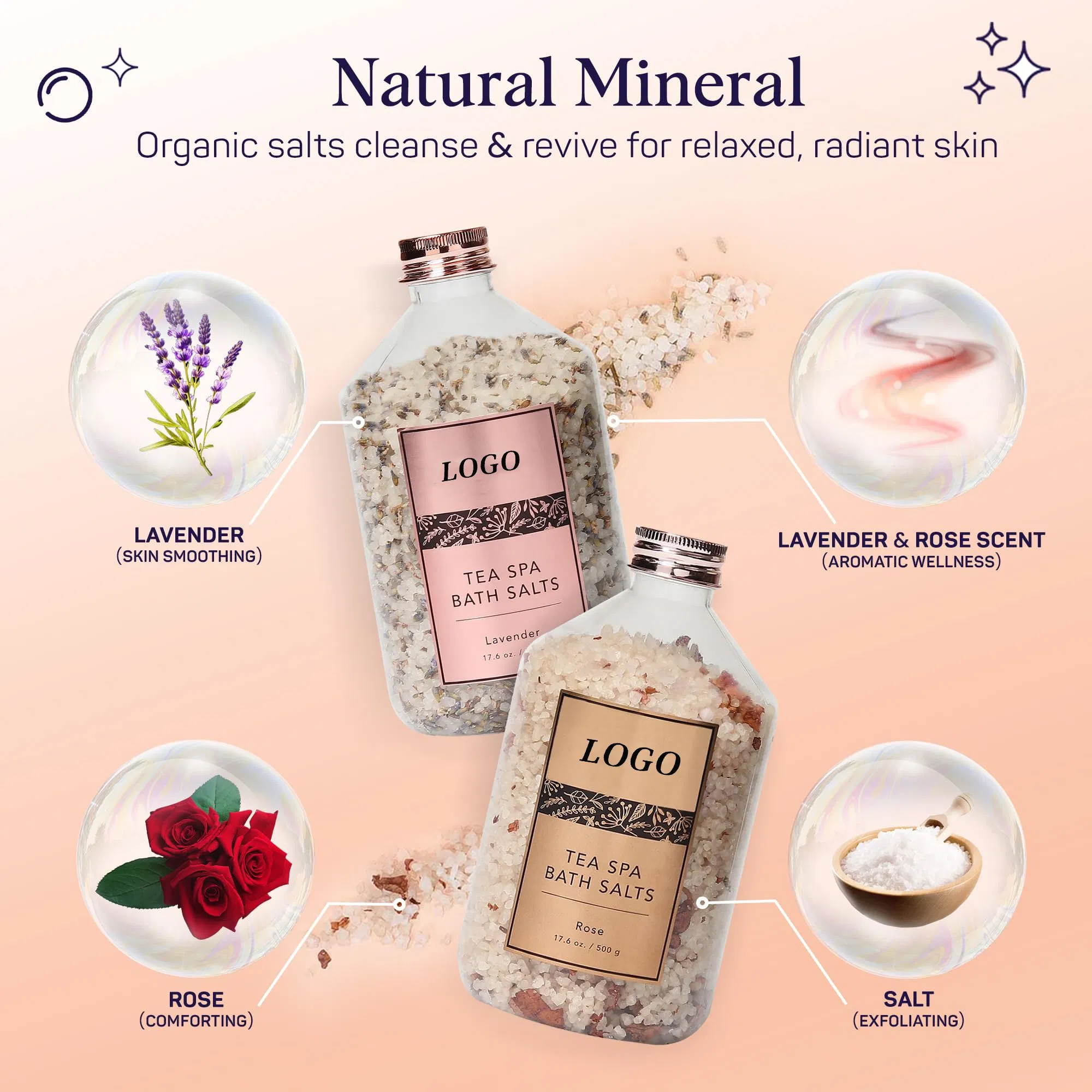Beauty Cosmetics Skin Care Aromatherapy and Relaxation Petal Effervescent Mineral Bath Salts