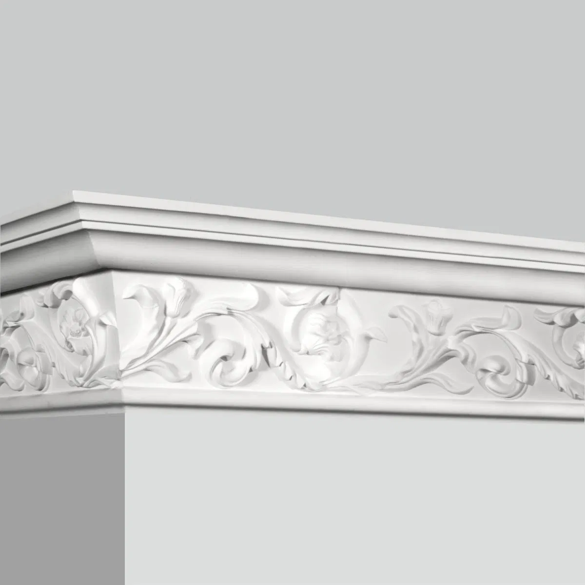 Wholesale PU Crown Moulding PU Cornice Moulding Decorative White 3D Polyurethan Corner Moulding for Home/Hotel Decoration