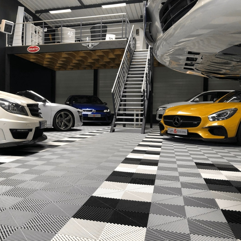 Stain Resistant Garage Floor Tile Set Easy to Clean Long Lasting Durable Modular Interlocking Tiles