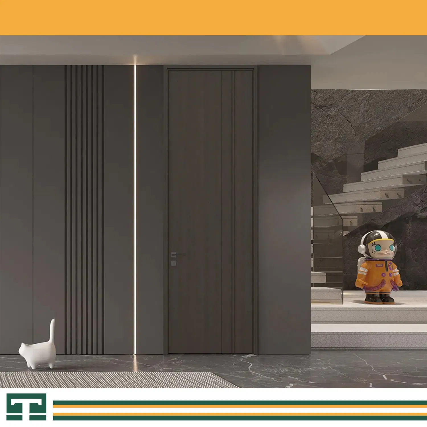 China Hotel Door Melamine Composite Grain Indoor Fiber Door Simple Flat Door Interior Wooden Swing Solid Wood Door Custom Styles & Colors