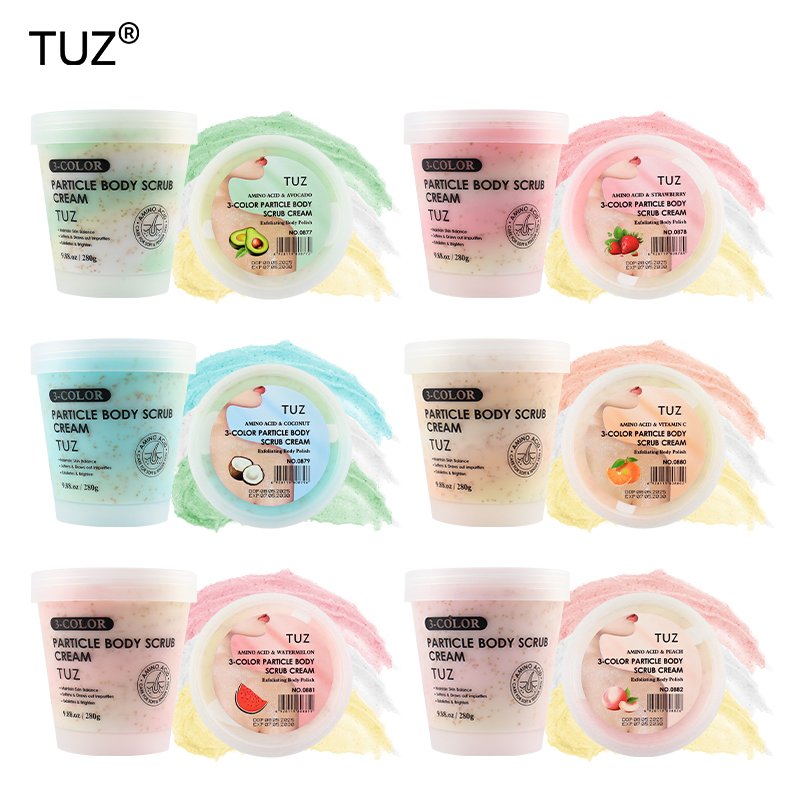 280g 6 Types Amino Acid 3 Color Particle Body Scrub Cream