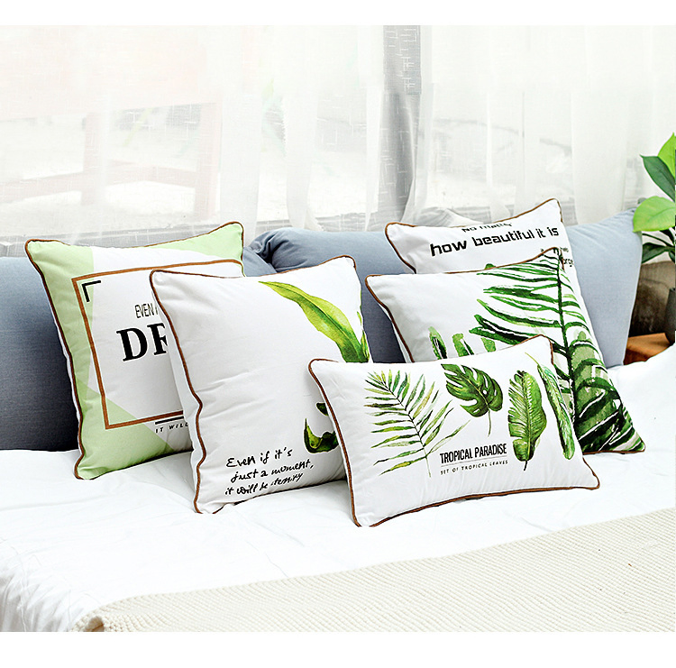 Leaves Printing Cushion Cover with Digital Print
