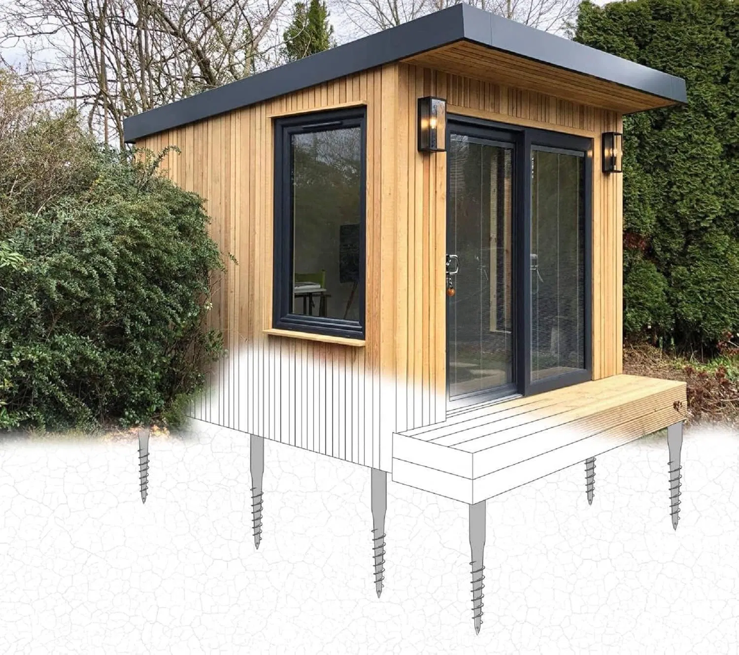 Heavy Duty No Dig Ground Screw Anchor U-Model Screw Post Stake for Wooden House