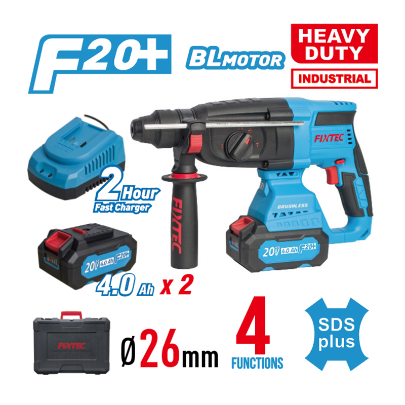 Fixtec Professional 20V Cordless Tools Combo Kit Electric Industrial Battery Power Tools Set Box