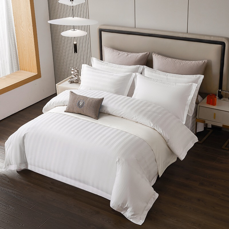 White Hotel Premium 100% Cotton Bed Linen Jacquard Duvet Quilt Cover 2 Pillowcases King Size Coverlets Bed Sheets Bedding Set Wholesale