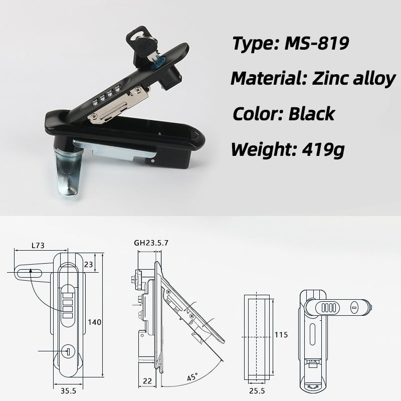 Ms-819 Electric Cabinet 4 Digital Combination Panellock Latch Compression Swing Handle Lock