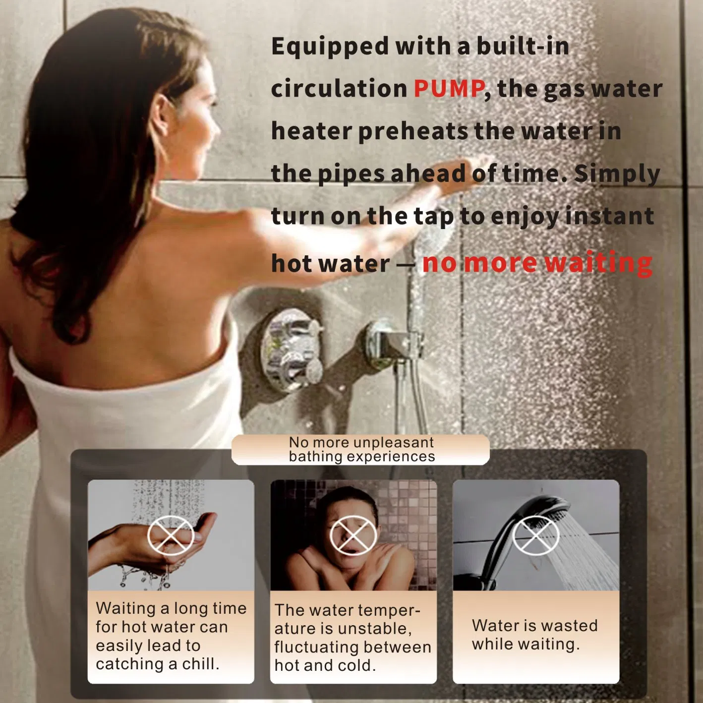 Powerful Gas Water Heater: 30kw with 16L/Min Hot Water Flow