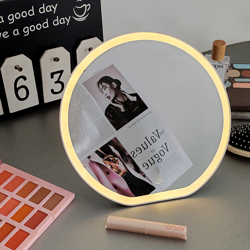 Portable Foldable Desktop Round LED Mini Makeup Mirror