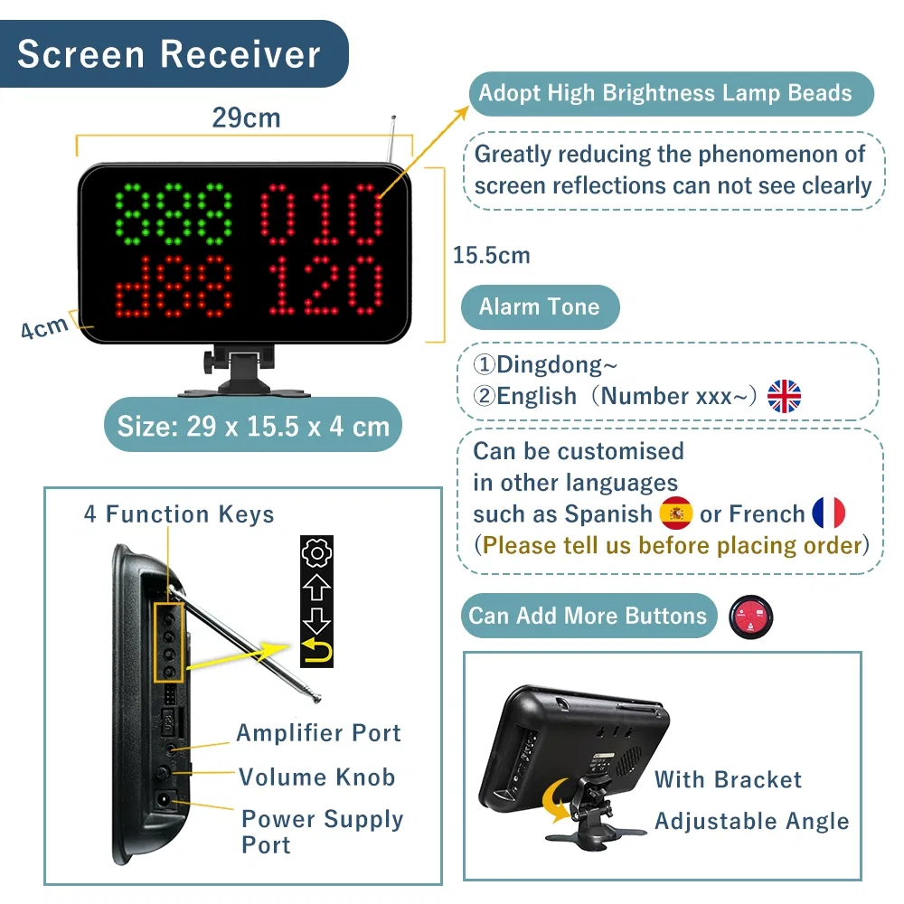 Digital Waiter Paging System 999 Capacity LCD Display for Cafe&Restaurant