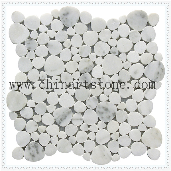 China White Carrara Fan /Round Marble Granite Stone Pattern Mosaic