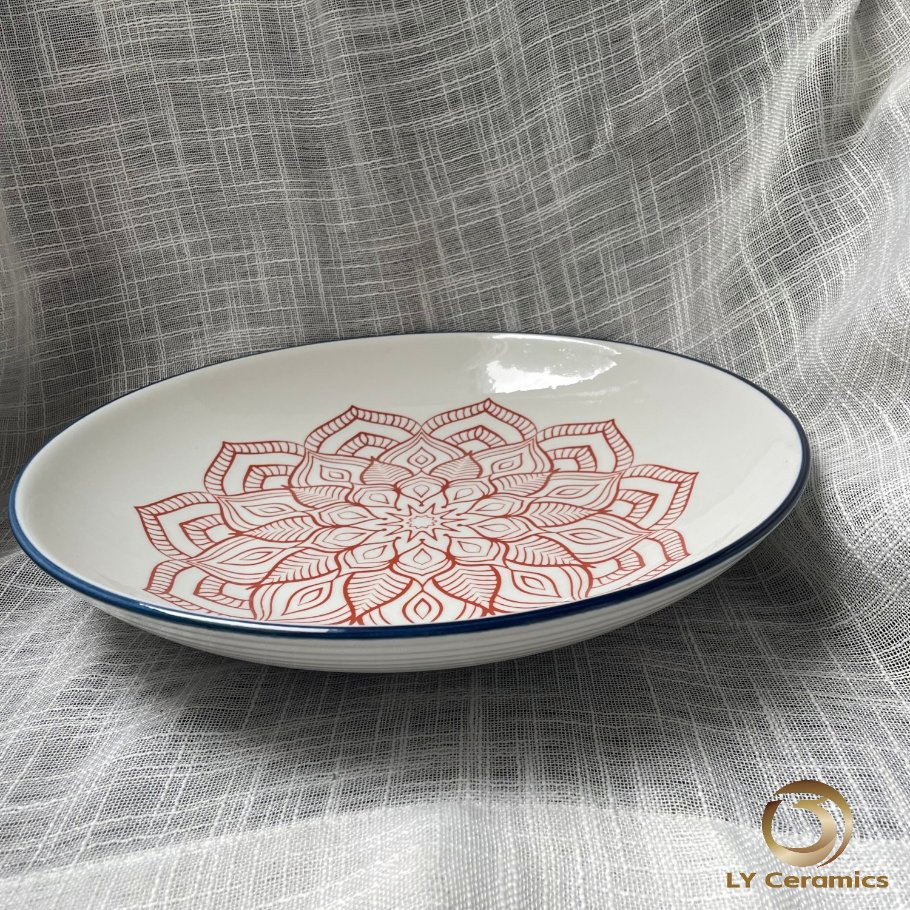 12.75" Rice Pasta Fuirt Plate Soup Bowl Healthly Pad Printing Porcelain Ceramic Kitchenware Tableware