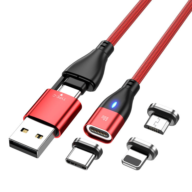 2023 New Pd 60W 3A Fast Charging Cable 6 in 1 Magnetic Charging Cable Fast Charging Nylon Micro USB Cable