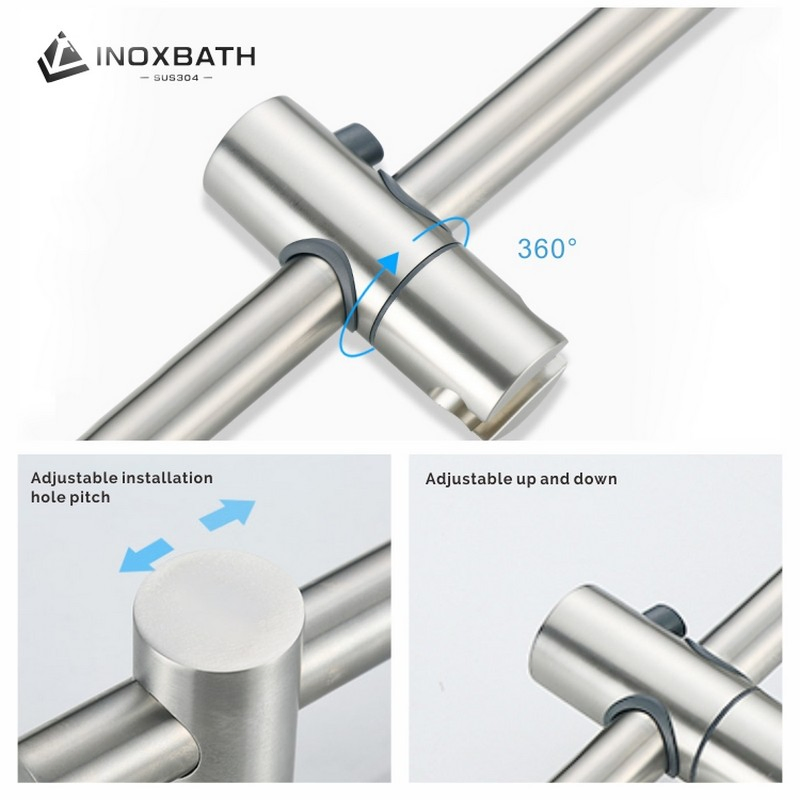 Stainless Steel Shower Slide Bar Lift System with Height Adjustment Handheld Bracket