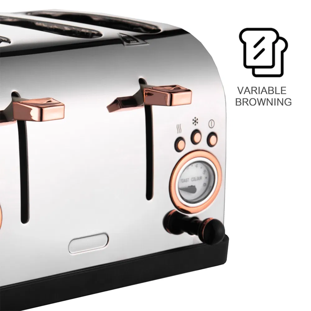 New Design Hot Sell Sandwich Electric Stainless Steel Smart Bread Toaster Retro Wide Slot 4 Slice Toaster