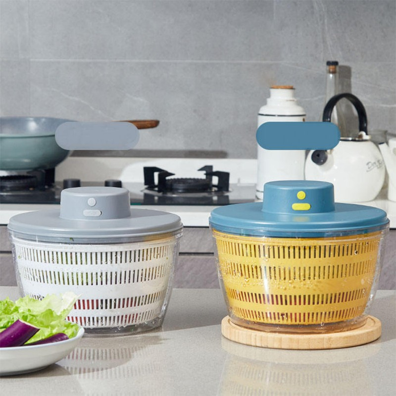 Big Capacity Pet Plastic 4L USB Vegetable Electric Drain Basket Salad Spinner Vegetable Washer for Home