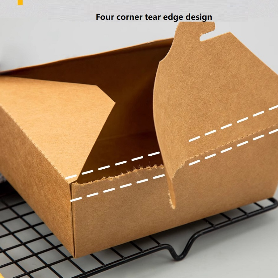 Disposable Eco Friendly Customized Kraft Paper Takeaway Food Box