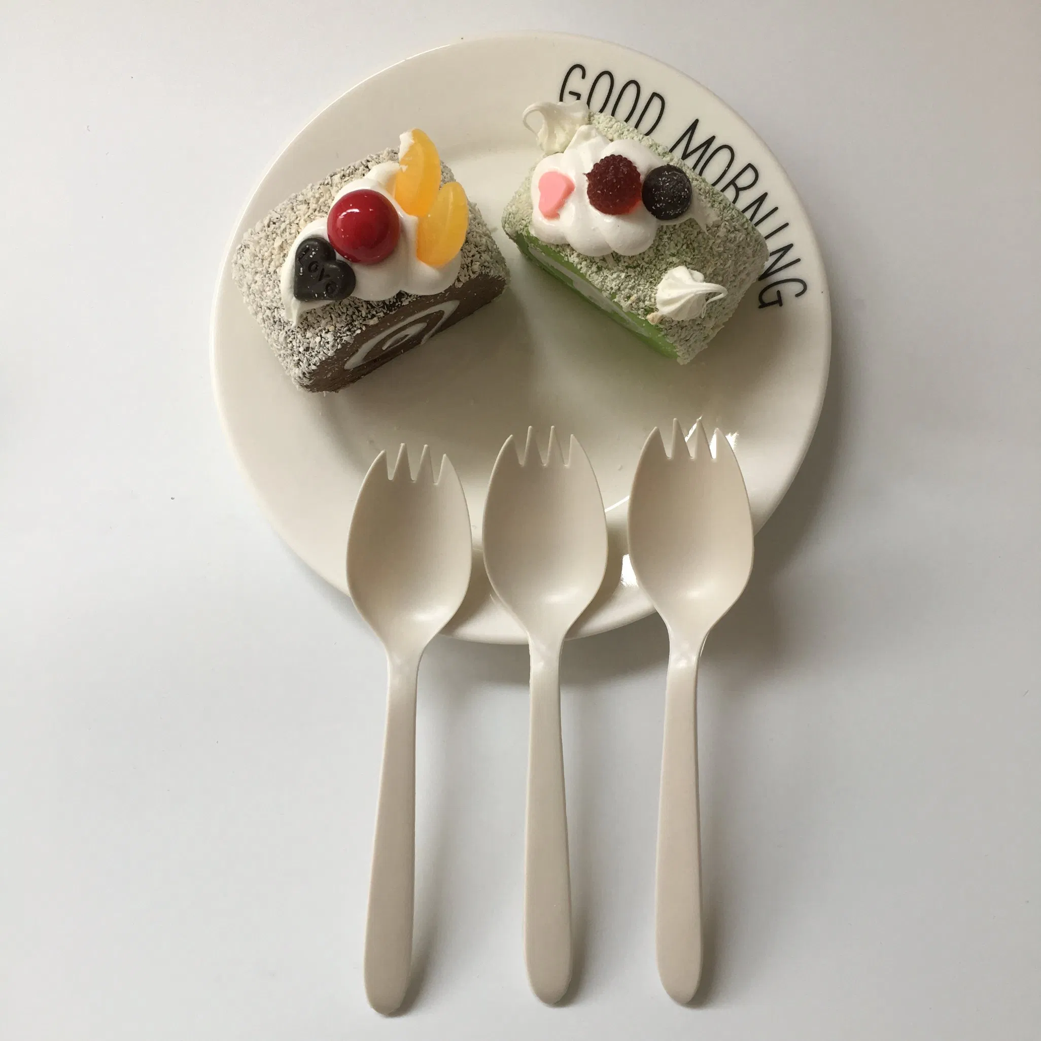 Eco-Friendly Disposable 2-in-1 Corn Starch Spork Spoon Fork Cutlery for Camping