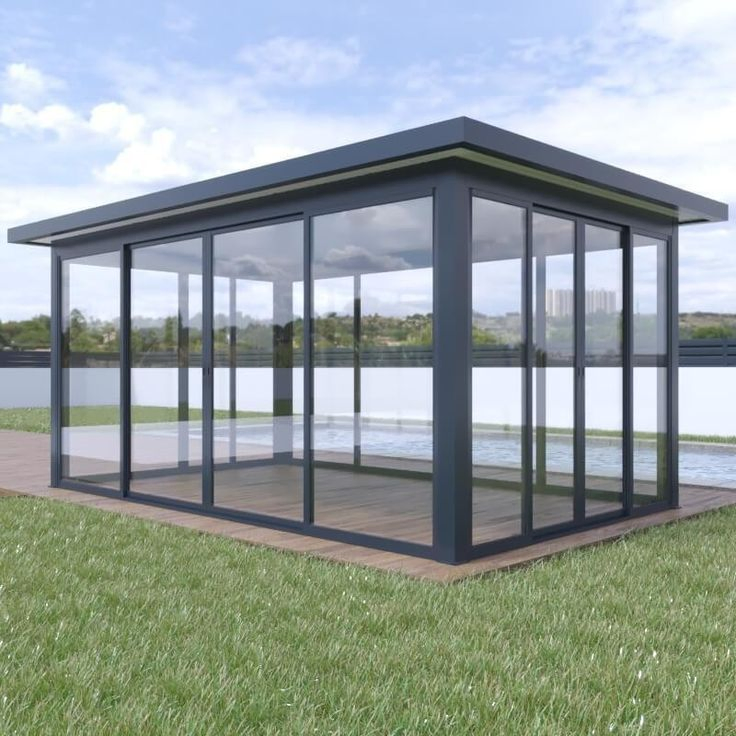 Automatic Sliding Door Double Glazed Outdoor Tempered Glass Sunroom