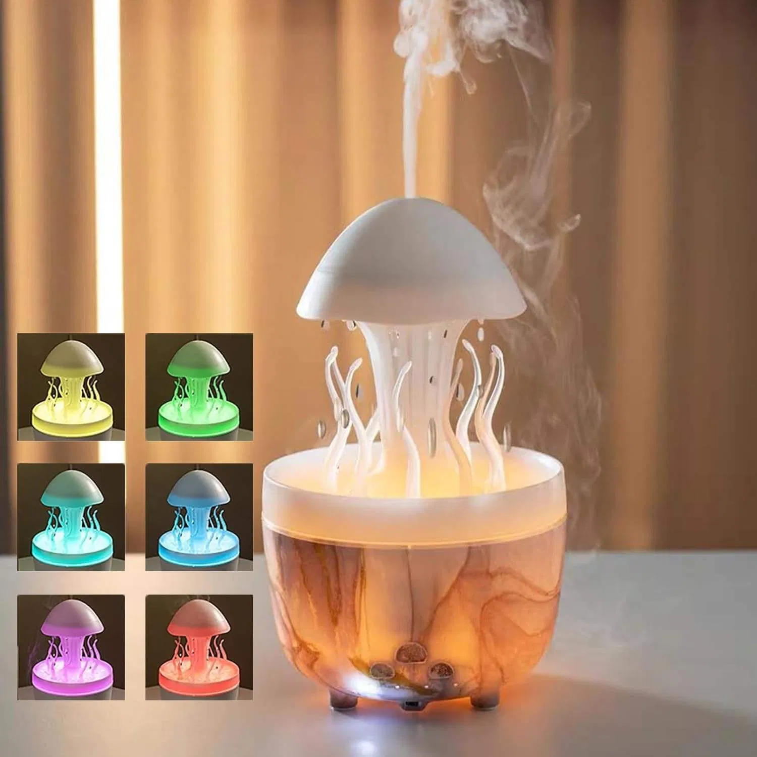 Cloud Rain Mushroom Aromatherapy Diffuser 300ml Essential Oils Jellyfish Rain Rotating Office Diffuser