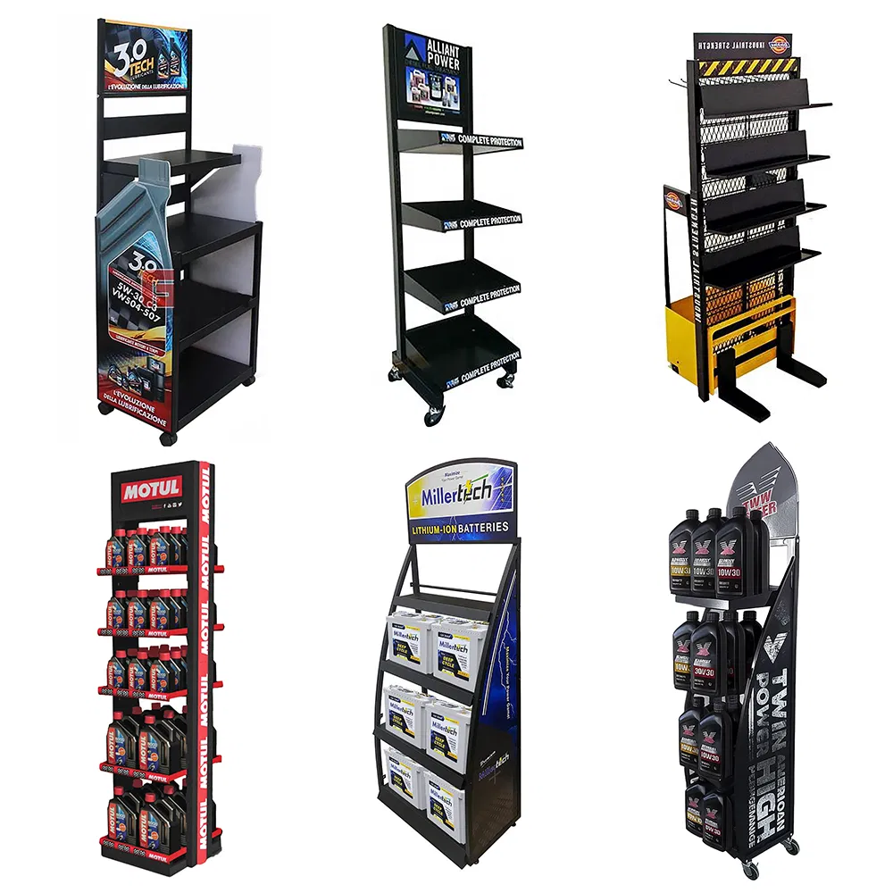 OEM ODM Floor Metal Lubricant Oil Display Stand Motor Oil Display Rack