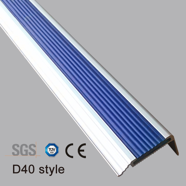 Aluminum Step Edge Anti-Slip Strip Rubber Insert Bullnose Stair Nose Trim Matt Silver Black Commercial Stair Nosing