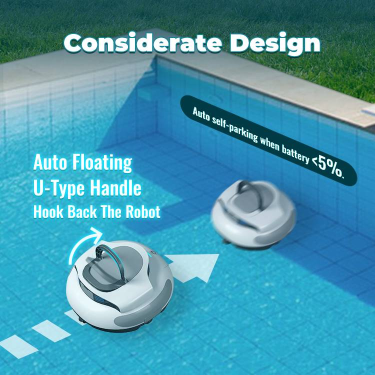 2.5h Charging 100min Working Intelligent Control System Powerful Suction Dual Motors Automatically Docks Swimming Pool Cleaner Robot for Above Ground Pools