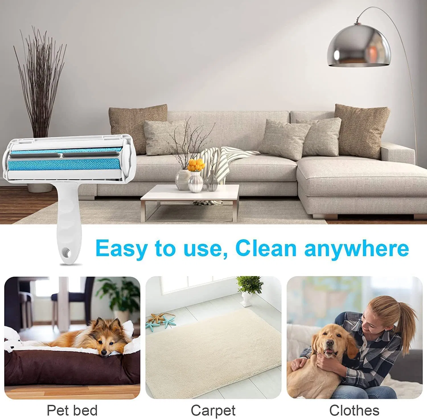 Lint Roller Dog Cat Hair, Remover Clothes, Carpet, Bedding, Couch Mi22391