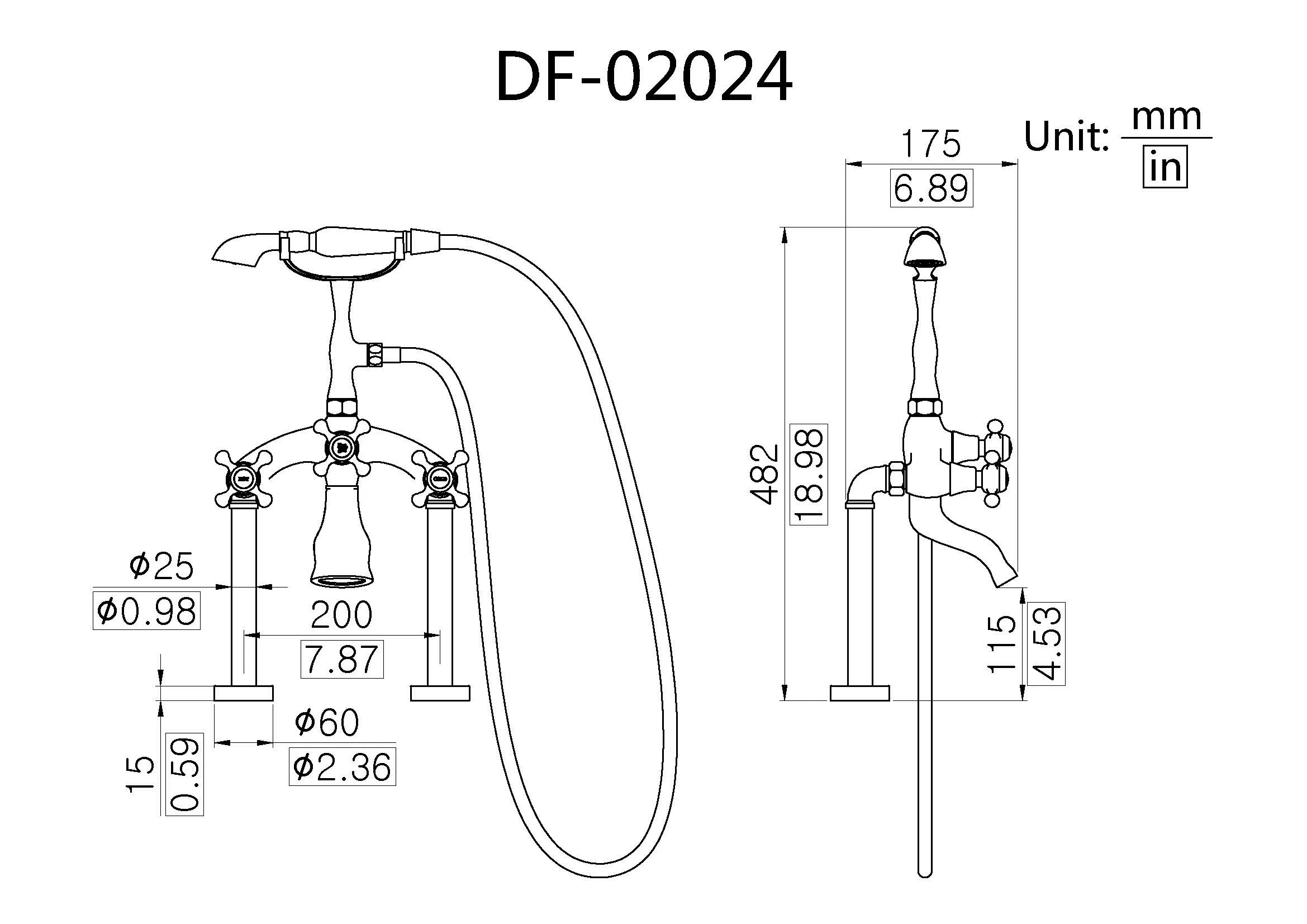 Modern Classical Design Styles Deck-Mount Shower Head Bathtub Faucet