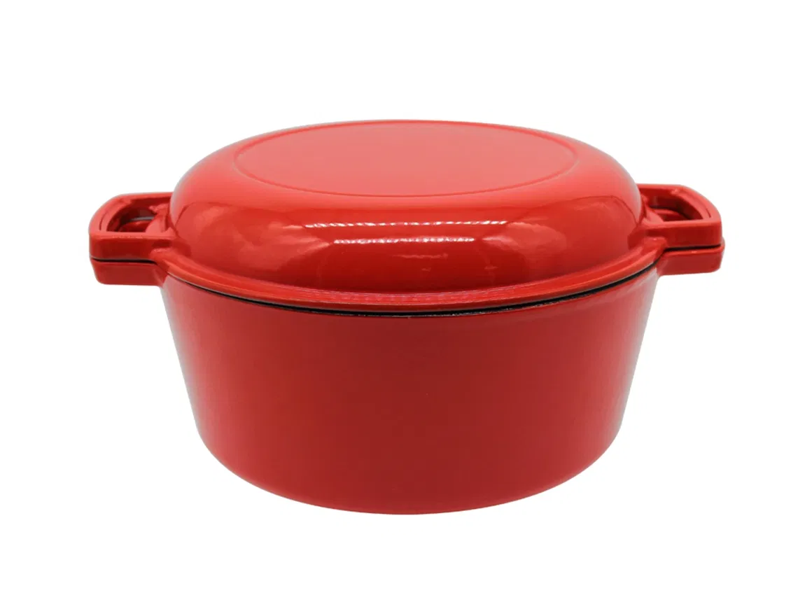 Чугунная эмалированная утятница с крышкой-сковородой