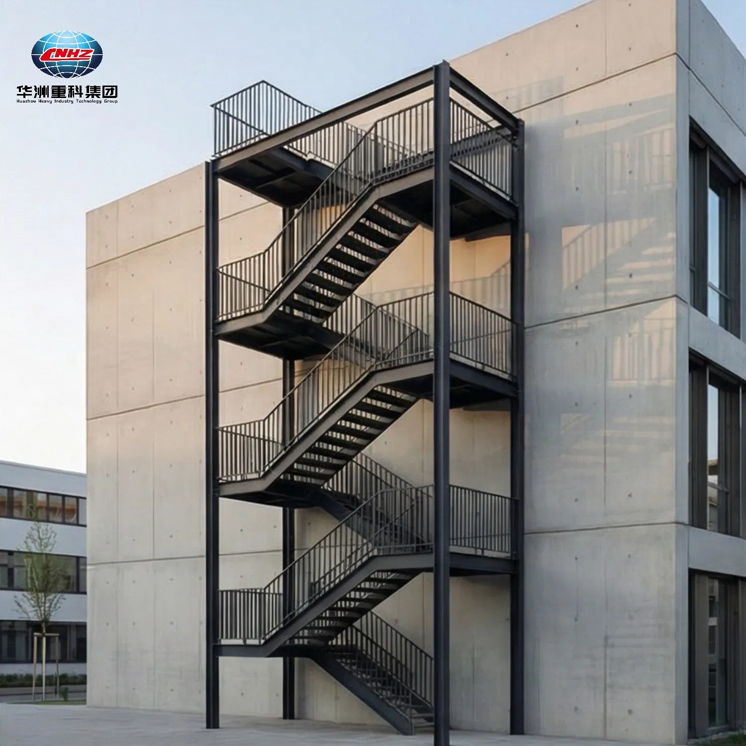 Customize Cast Iron Outdoor Steel Staircase External Metal Railing Modern Steel Stairs