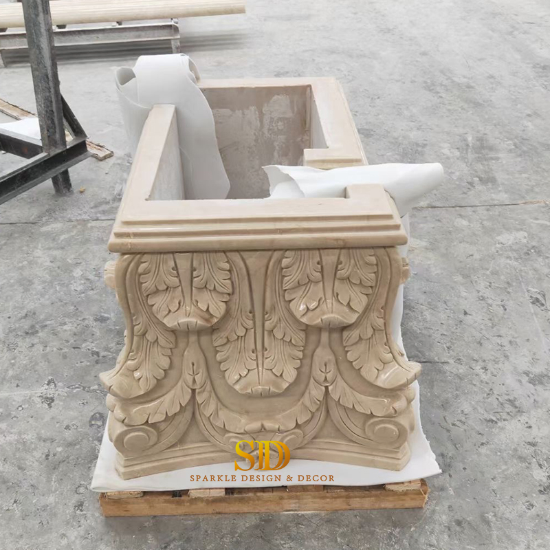Custom Made Polished Natural Beige Marble Roman Columns