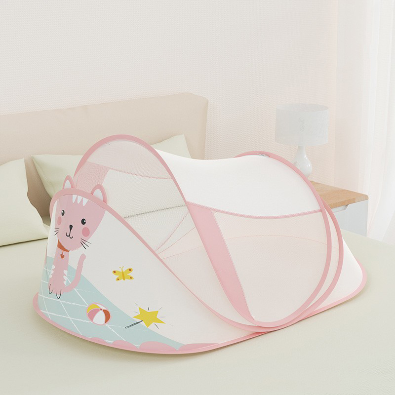 Custom OEM Baby Mosquito Net Full Canopy Breathable & Foldable with Cartoon or Solid Color