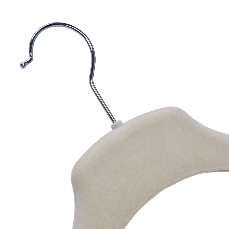 White Velvet Flocked Coat Hanger Without Pants Bar