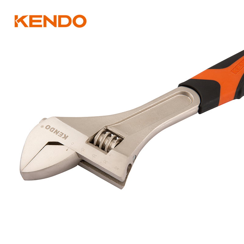 Kendo 12-Inch Carbon Steel Bi-Material Handle Adjustable Wrench