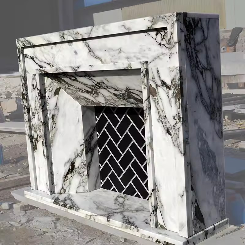 House Decorative Fire Place Hand Carved White Statuary Marble Fireplace Mantel